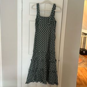 Anthropologie dress, size XS, green with white floral motif